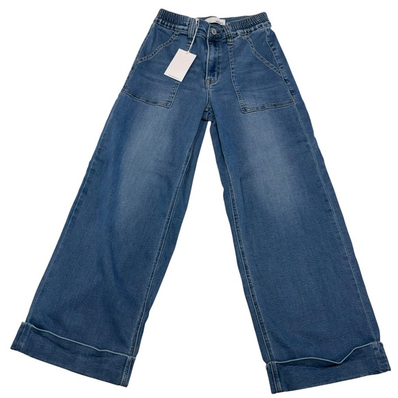 Vervet Denim - Vervet Los Angeles Womens Wide Leg Cuff Jeans Medium Wash Size 26
